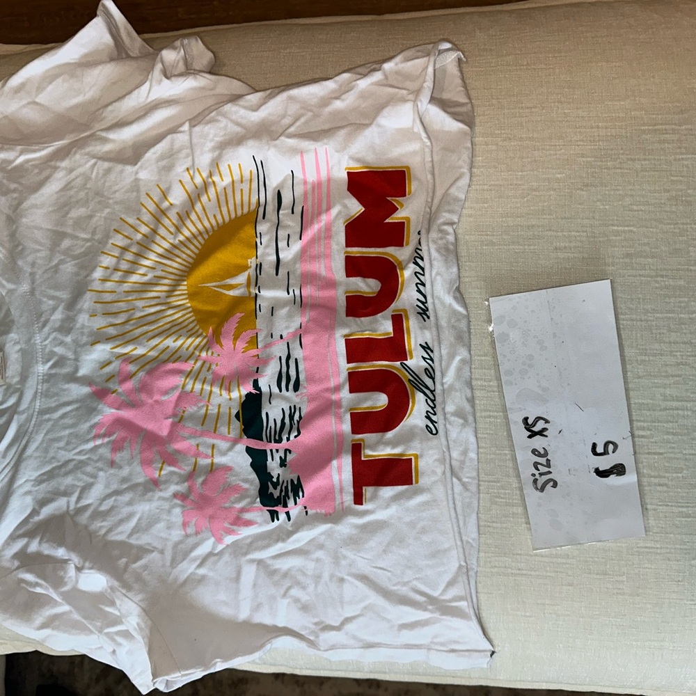 Altar'd State White and Pink Short Sleeve Tee